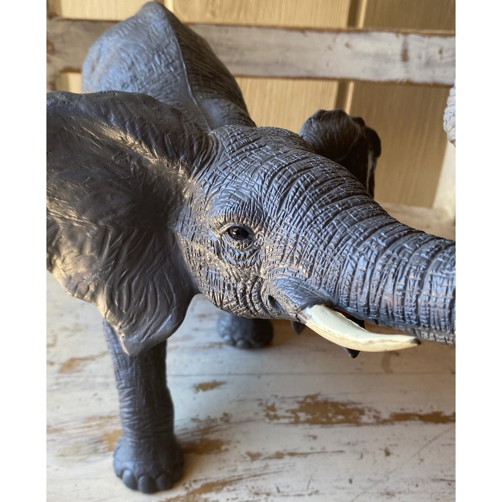 16" x 9" Huge African Elephant Vintage rubber Toy Figurine Trunk Up